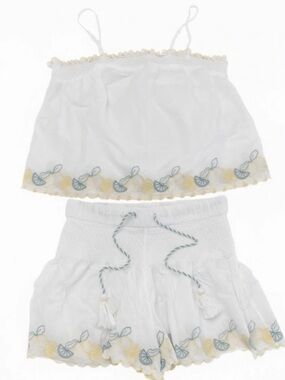 Joie White Sleep Cami & Shorts Set with Yellow Trim